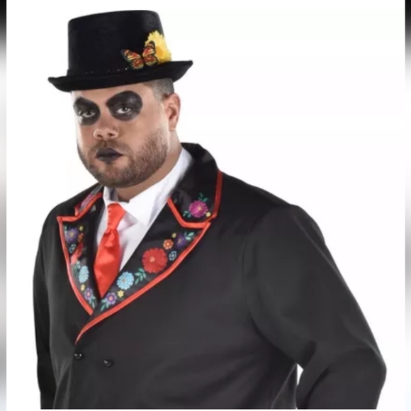 🆕 Adult Dapper Day of the Dead Jacket and Hat Plus Size - Picture 2 of 15